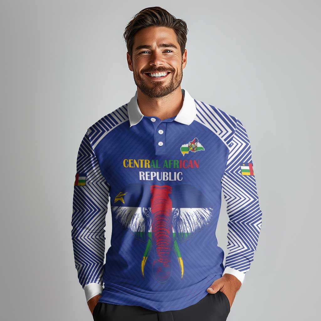 Custom Central African Republic Football Long Sleeve Polo Shirt Go Champions - Wonder Print Shop