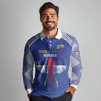 Custom Central African Republic Football Long Sleeve Polo Shirt Go Champions - Wonder Print Shop