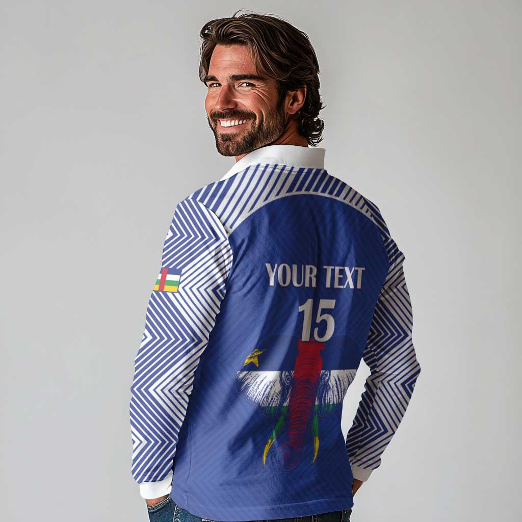 Custom Central African Republic Football Long Sleeve Polo Shirt Go Champions - Wonder Print Shop