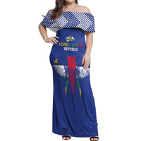 Custom Central African Republic Football Off Shoulder Maxi Dress Go Champions - Wonder Print Shop