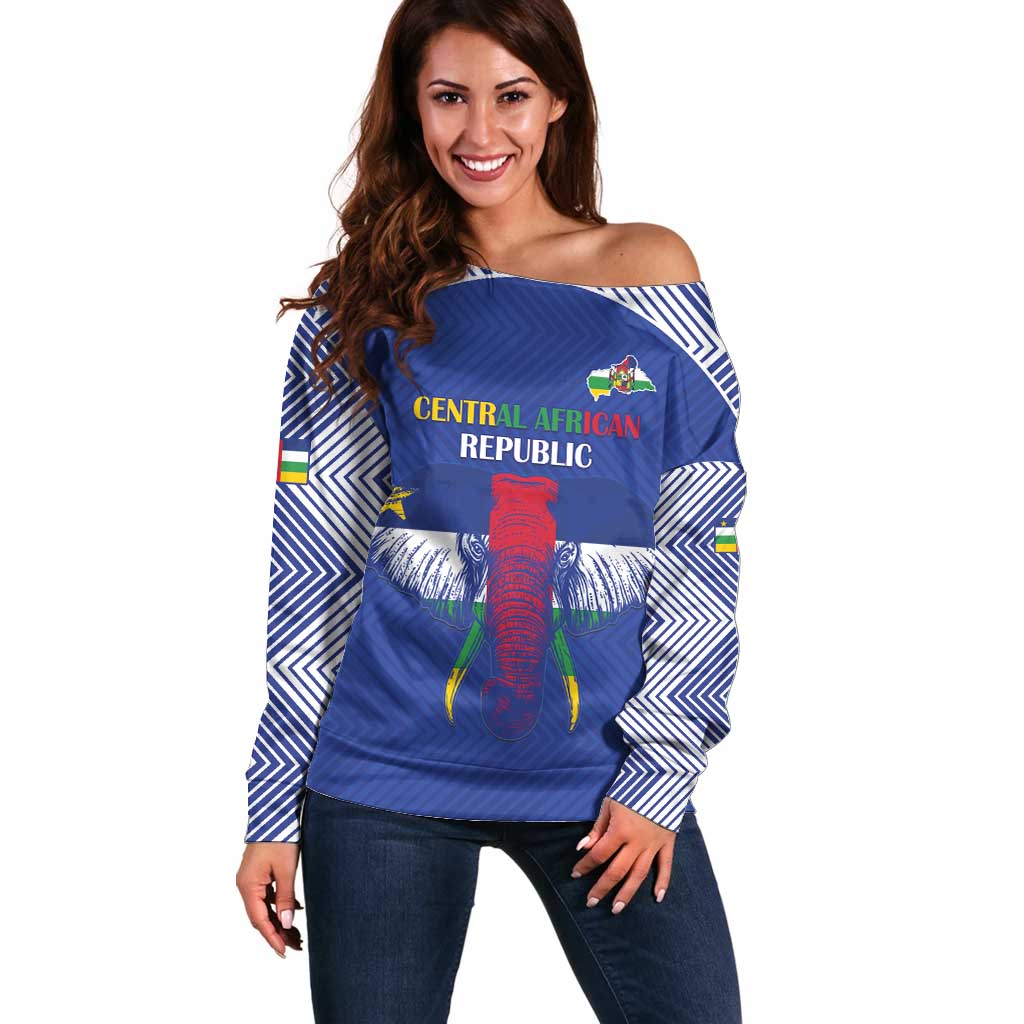 Custom Central African Republic Football Off Shoulder Sweater Go Champions - Wonder Print Shop