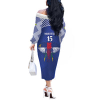 Custom Central African Republic Football Off The Shoulder Long Sleeve Dress Go Champions - Wonder Print Shop