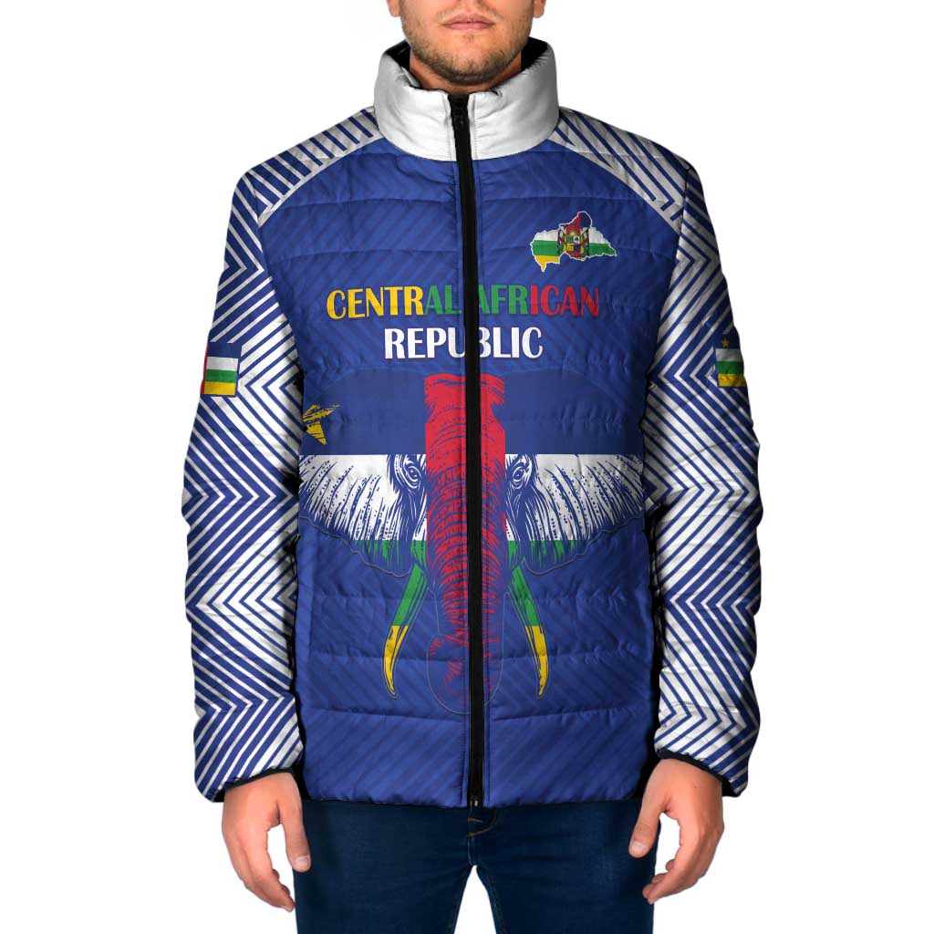 Custom Central African Republic Football Padded Jacket Go Champions - Wonder Print Shop