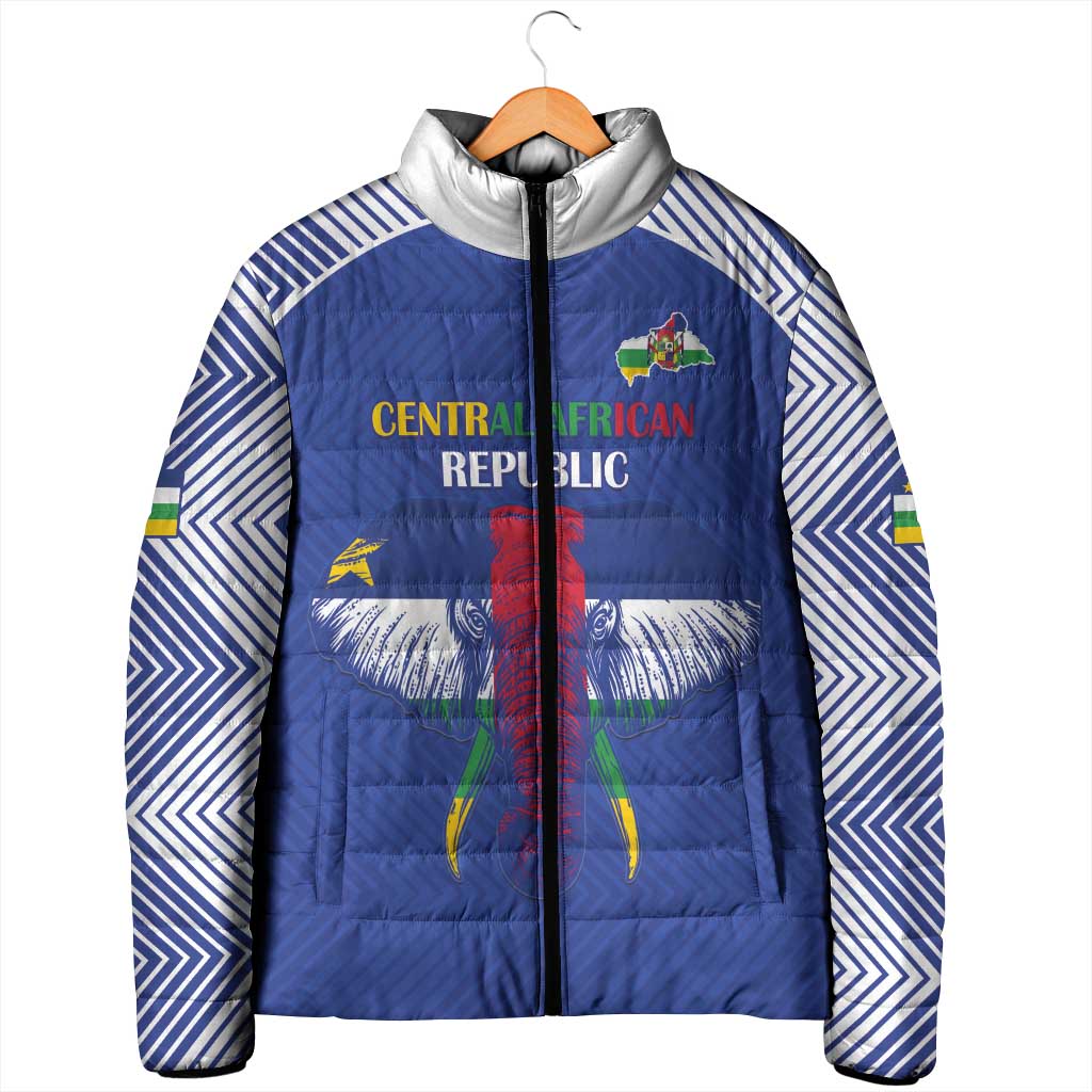 Custom Central African Republic Football Padded Jacket Go Champions - Wonder Print Shop