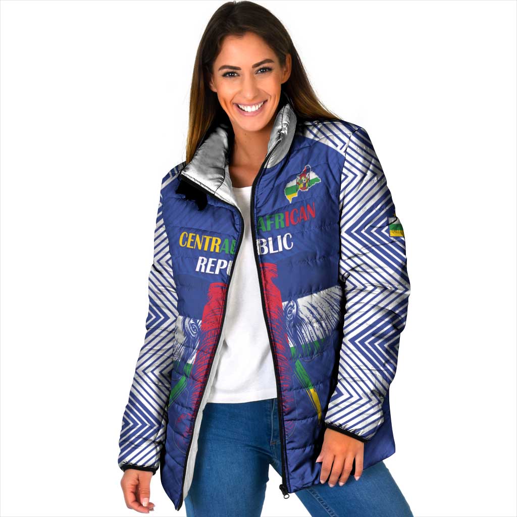 Custom Central African Republic Football Padded Jacket Go Champions - Wonder Print Shop