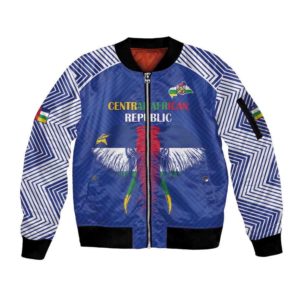 Custom Central African Republic Football Sleeve Zip Bomber Jacket Go Champions - Wonder Print Shop
