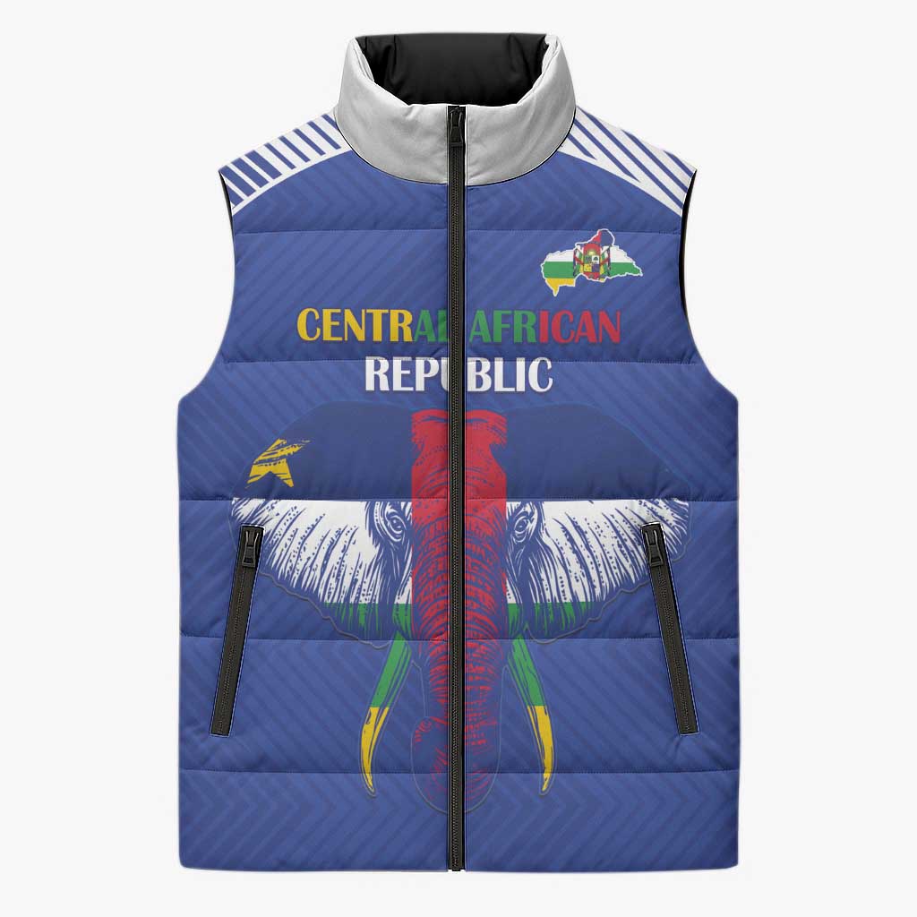 Custom Central African Republic Football Sleeveless Puffer Jacket Go Champions - Wonder Print Shop
