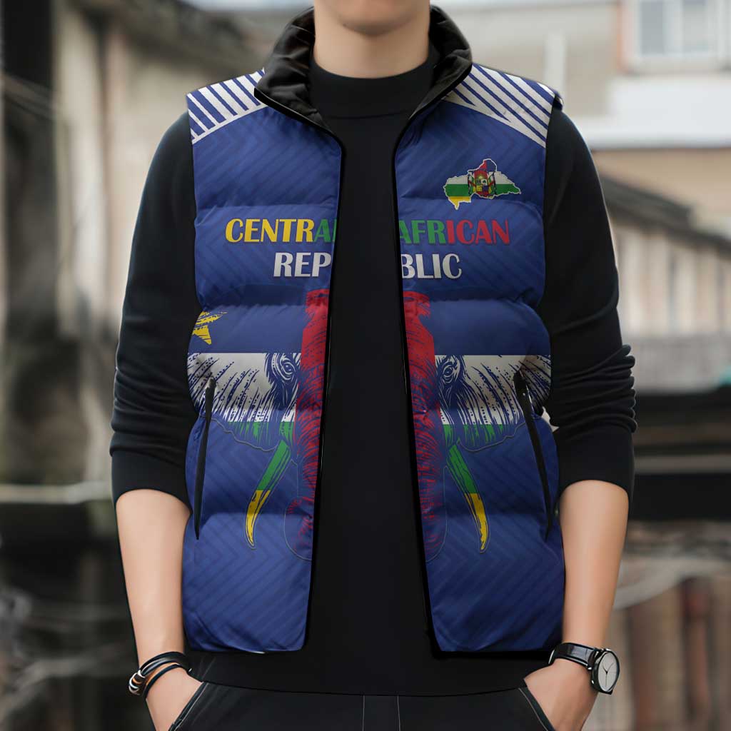 Custom Central African Republic Football Sleeveless Puffer Jacket Go Champions - Wonder Print Shop