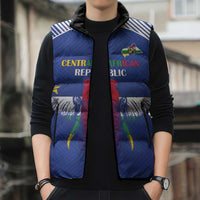 Custom Central African Republic Football Sleeveless Puffer Jacket Go Champions - Wonder Print Shop