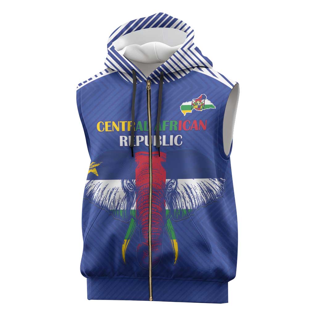 Custom Central African Republic Football Sleeveless Zip Hoodie Go Champions - Wonder Print Shop