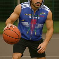 Custom Central African Republic Football Sleeveless Zip Hoodie Go Champions - Wonder Print Shop