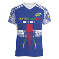 Custom Central African Republic Football Women V-Neck T-Shirt Go Champions - Wonder Print Shop