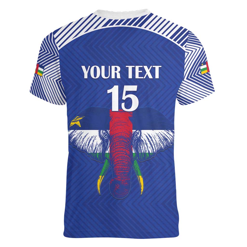 Custom Central African Republic Football Women V-Neck T-Shirt Go Champions - Wonder Print Shop
