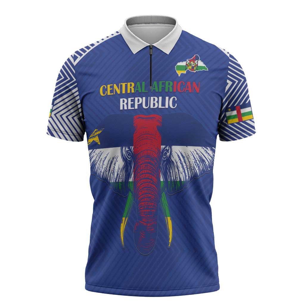 Custom Central African Republic Football Zipper Polo Shirt Go Champions - Wonder Print Shop