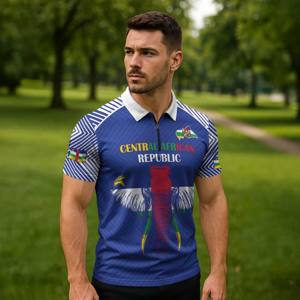 Custom Central African Republic Football Zipper Polo Shirt Go Champions - Wonder Print Shop