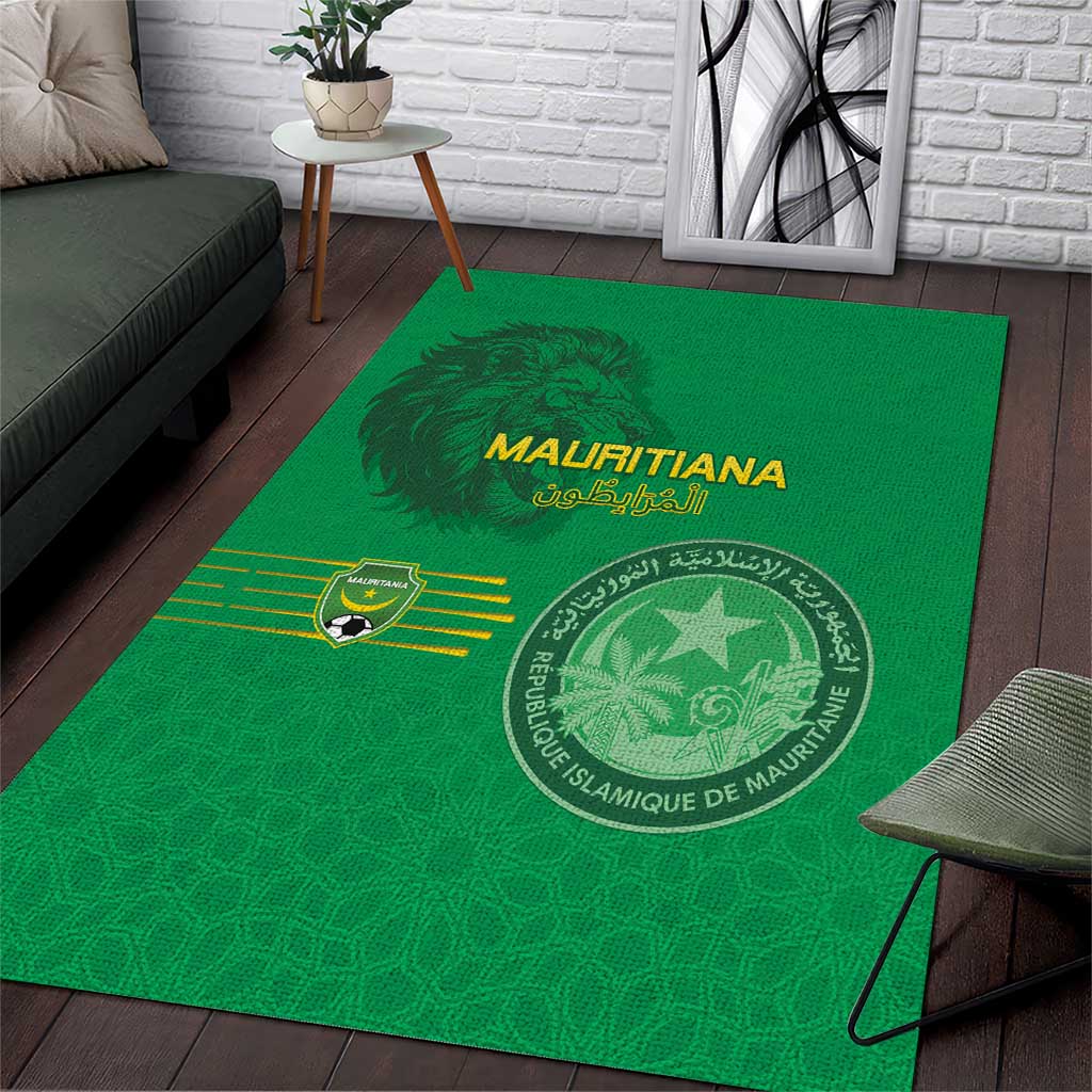 Mauritania Football Area Rug Coat Of Arms With Islamic Pattern - Wonder Print Shop
