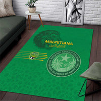Mauritania Football Area Rug Coat Of Arms With Islamic Pattern - Wonder Print Shop
