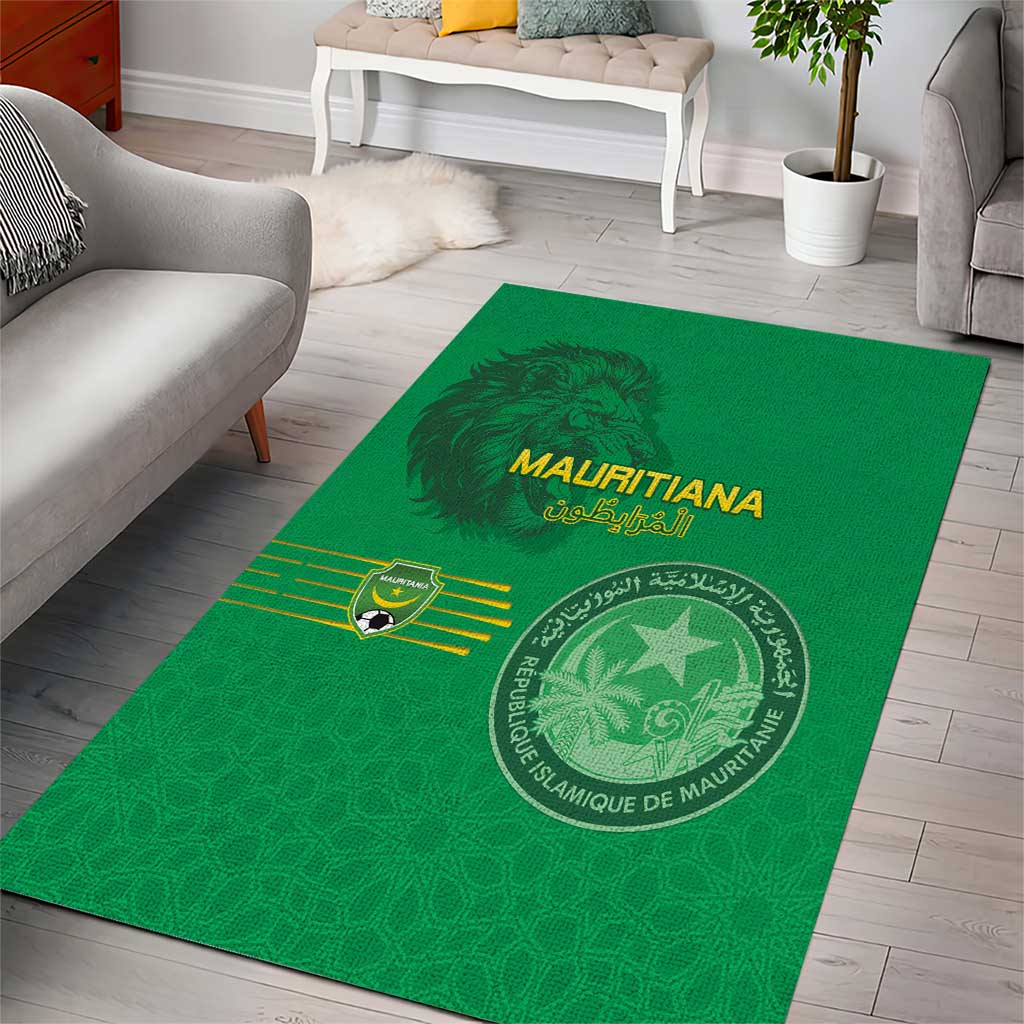 Mauritania Football Area Rug Coat Of Arms With Islamic Pattern - Wonder Print Shop