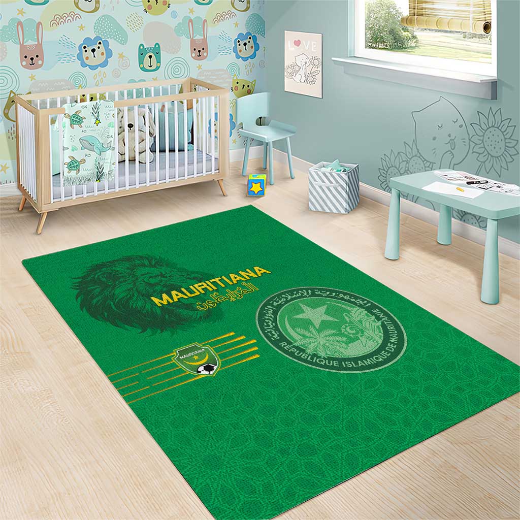 Mauritania Football Area Rug Coat Of Arms With Islamic Pattern - Wonder Print Shop