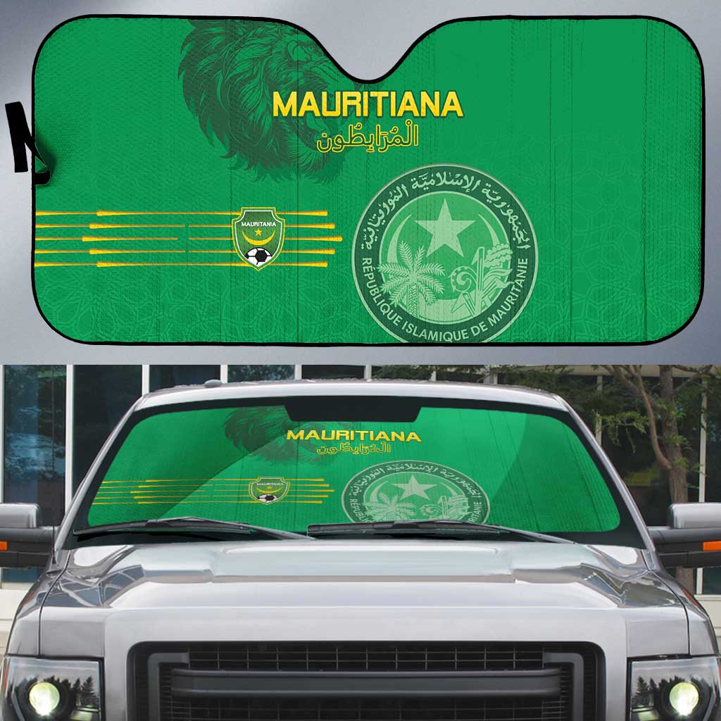 Mauritania Football Auto Sun Shade Coat Of Arms With Islamic Pattern - Wonder Print Shop
