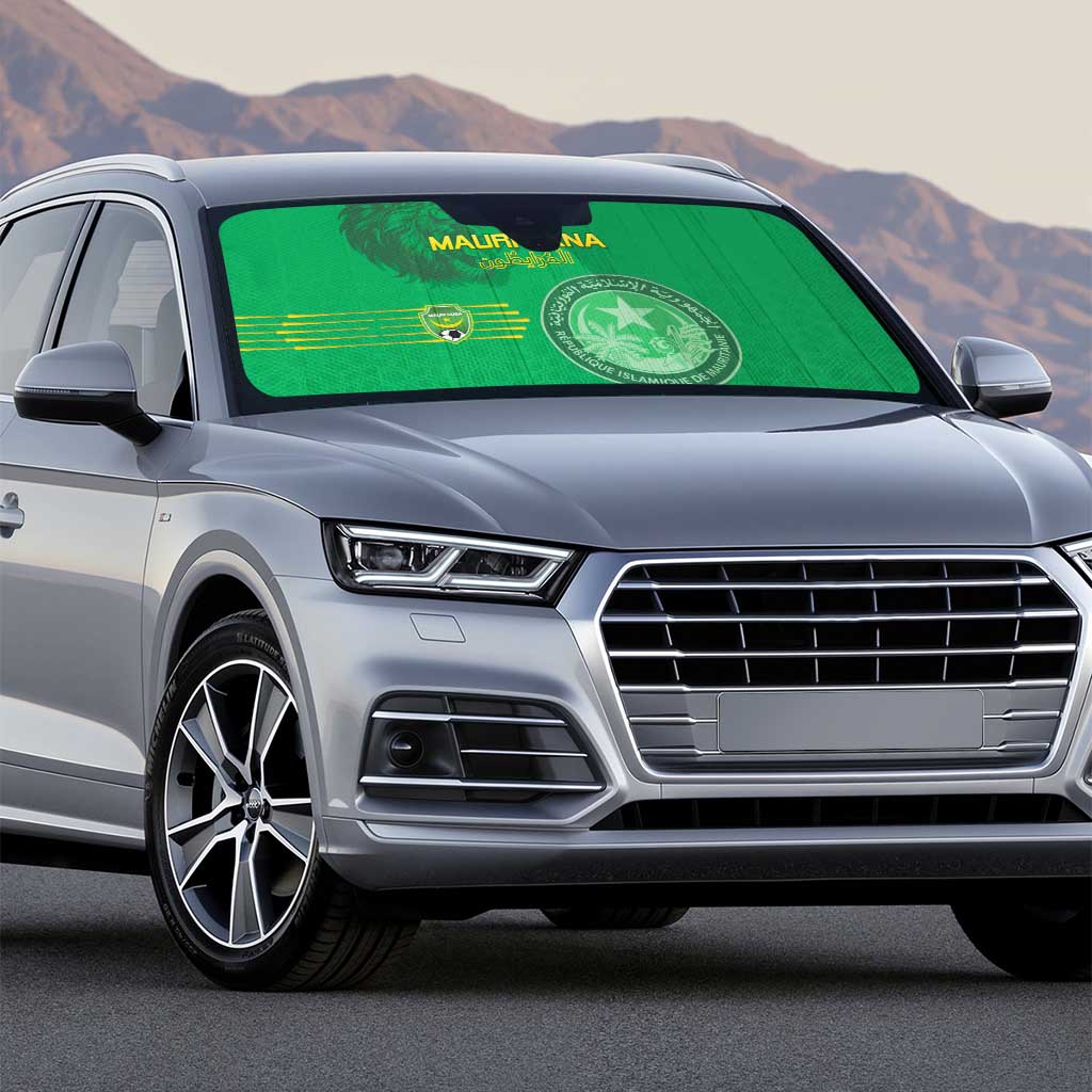 Mauritania Football Auto Sun Shade Coat Of Arms With Islamic Pattern - Wonder Print Shop