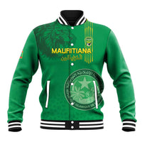 Custom Mauritania Football Baseball Jacket Coat Of Arms With Islamic Pattern - Wonder Print Shop