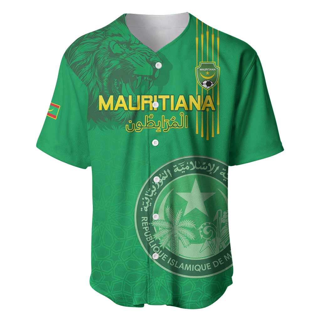 Custom Mauritania Football Baseball Jersey Coat Of Arms With Islamic Pattern - Wonder Print Shop