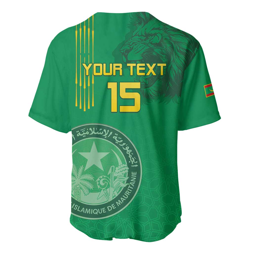 Custom Mauritania Football Baseball Jersey Coat Of Arms With Islamic Pattern - Wonder Print Shop