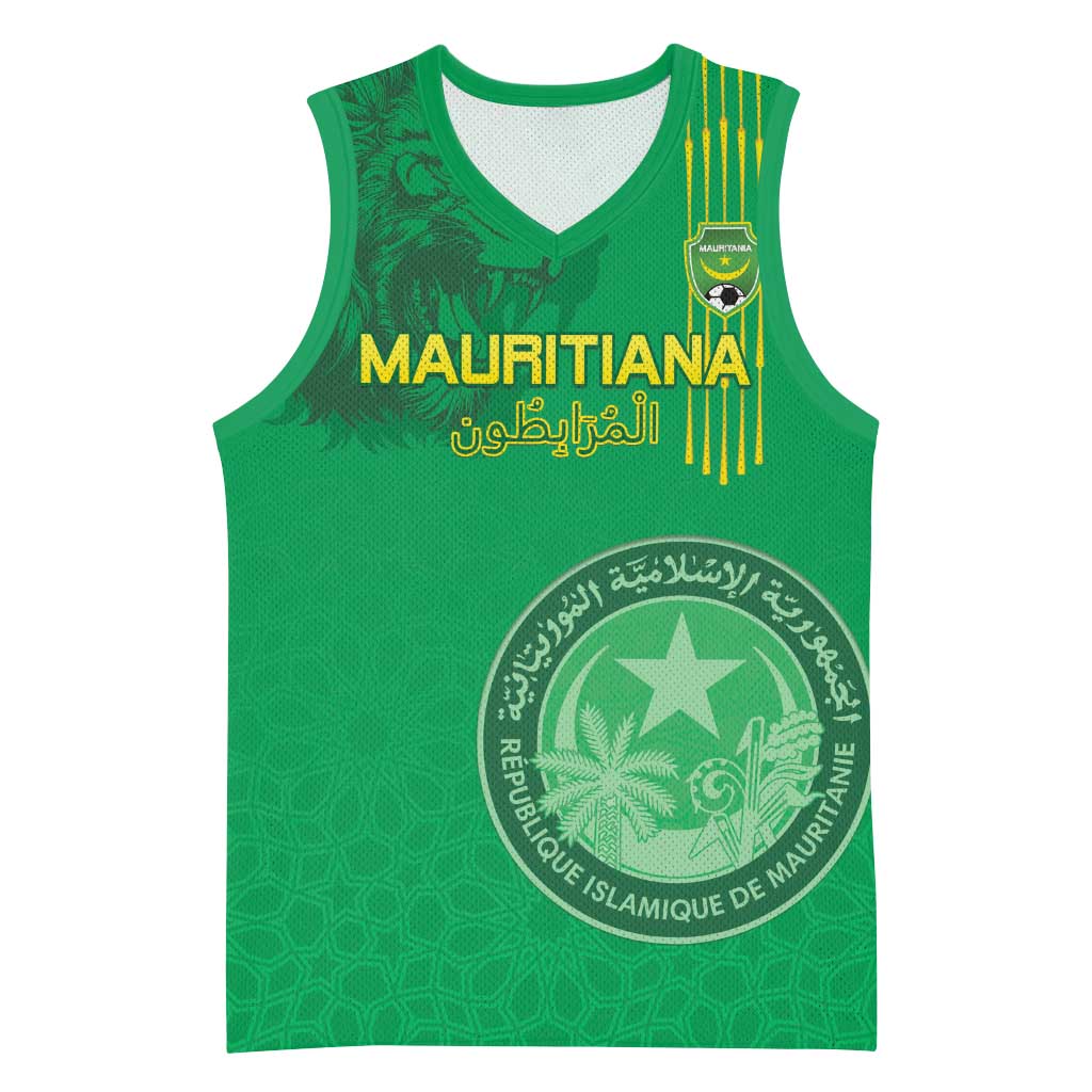 Custom Mauritania Football Basketball Jersey Coat Of Arms With Islamic Pattern - Wonder Print Shop