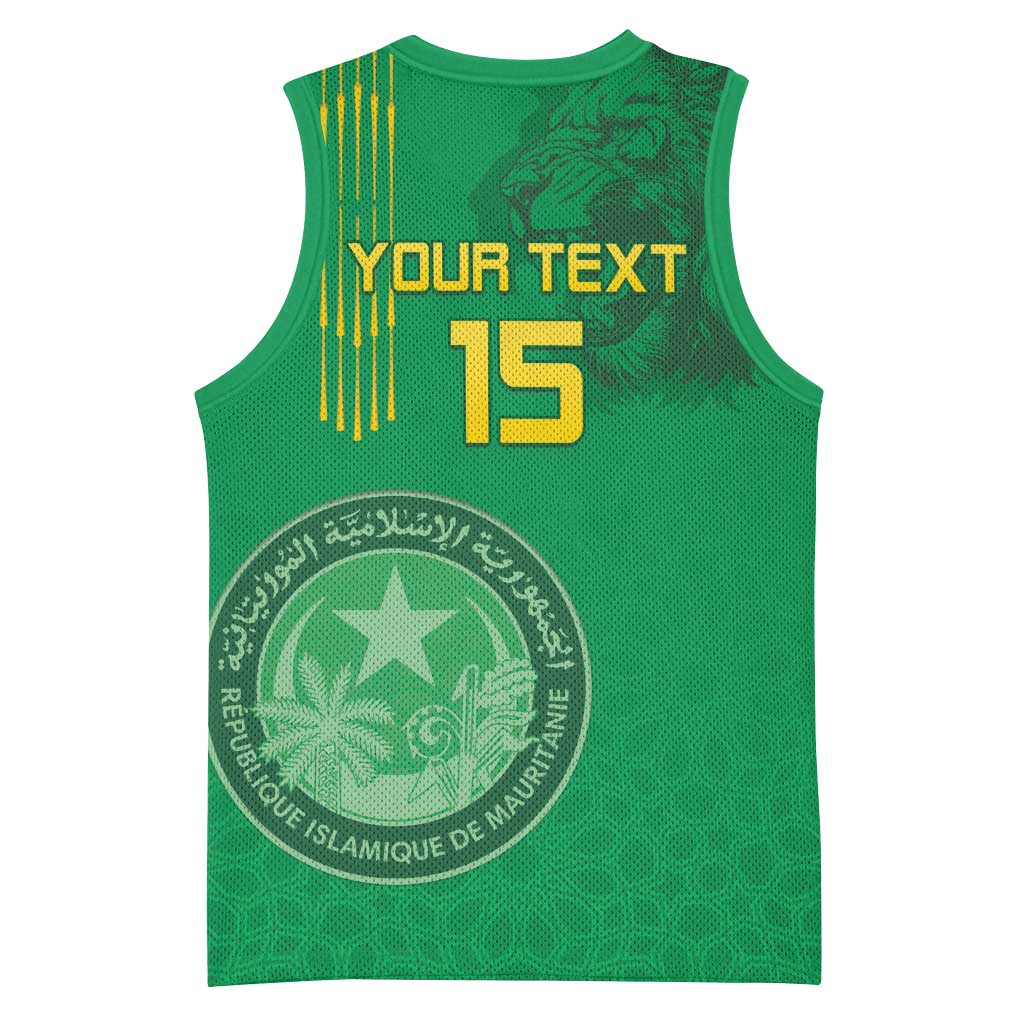 Custom Mauritania Football Basketball Jersey Coat Of Arms With Islamic Pattern - Wonder Print Shop