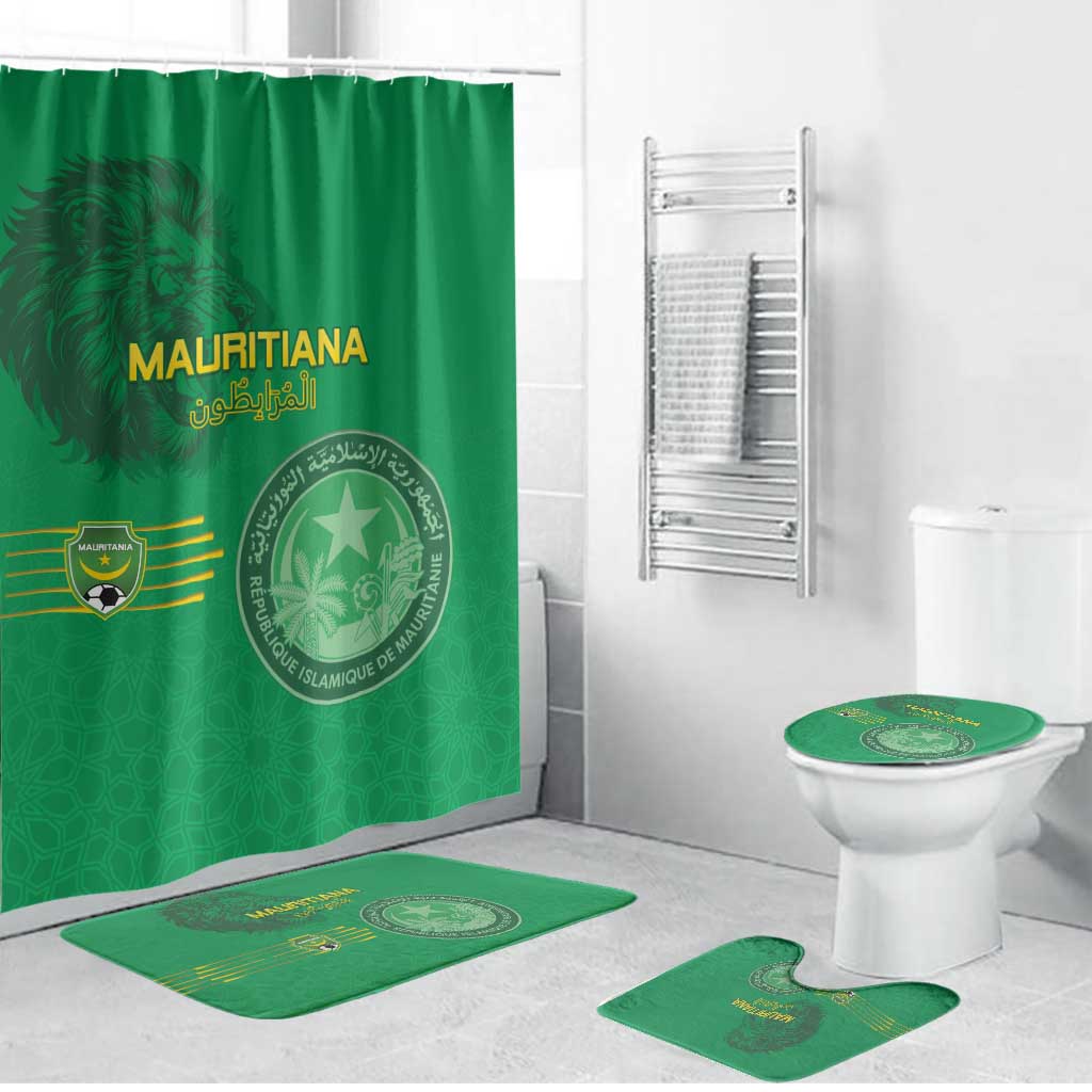 Mauritania Football Bathroom Set Coat Of Arms With Islamic Pattern - Wonder Print Shop