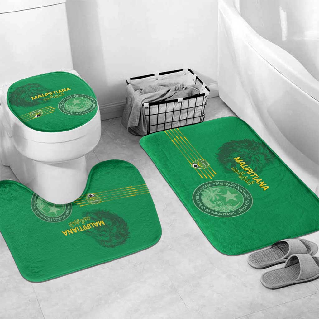 Mauritania Football Bathroom Set Coat Of Arms With Islamic Pattern - Wonder Print Shop
