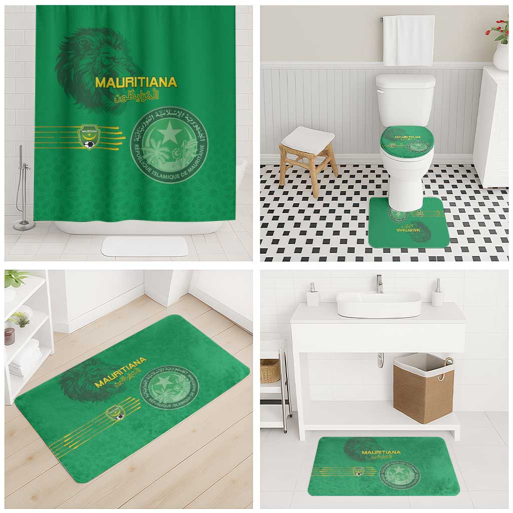 Mauritania Football Bathroom Set Coat Of Arms With Islamic Pattern - Wonder Print Shop