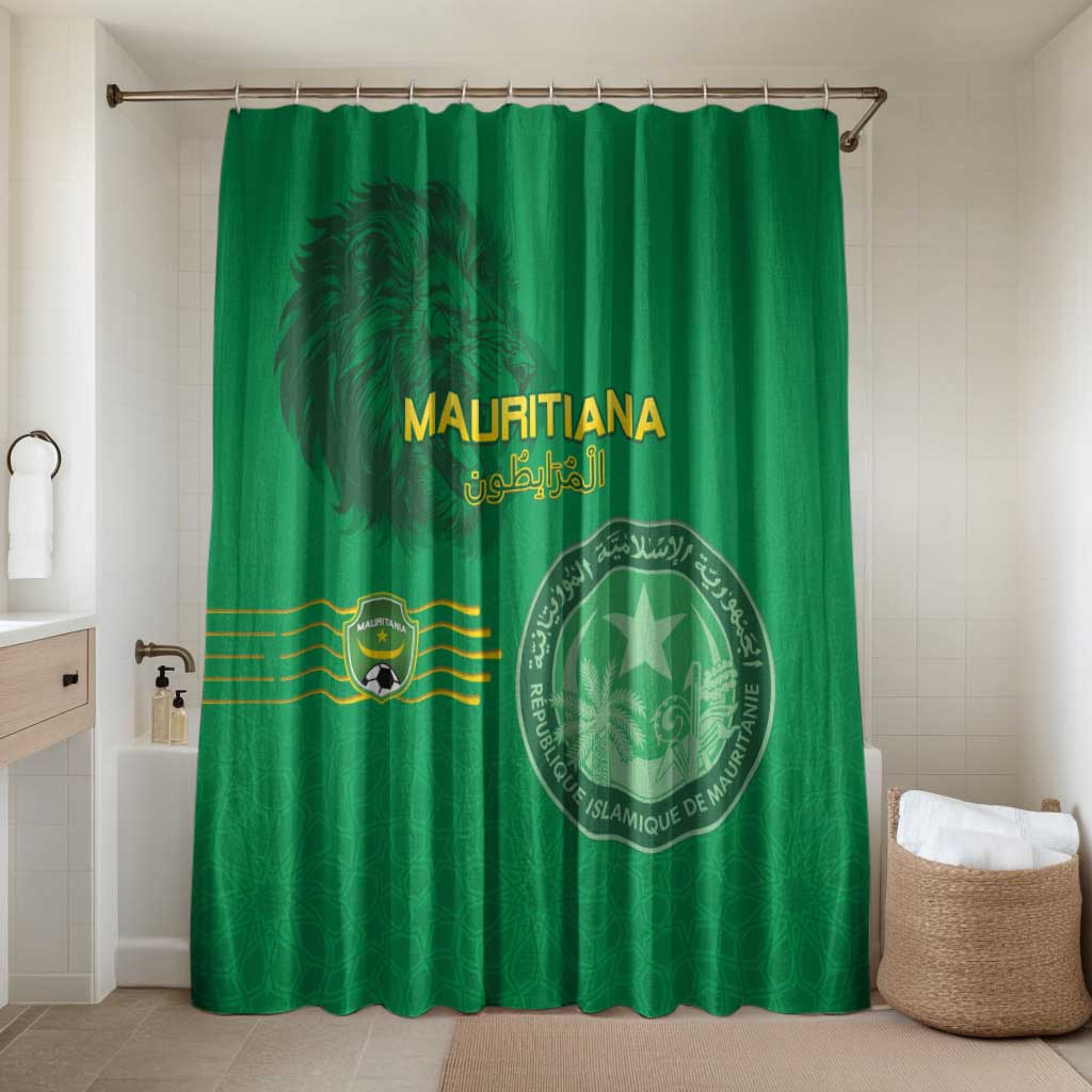 Mauritania Football Bathroom Set Coat Of Arms With Islamic Pattern - Wonder Print Shop