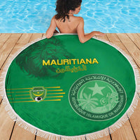 Mauritania Football Beach Blanket Coat Of Arms With Islamic Pattern - Wonder Print Shop