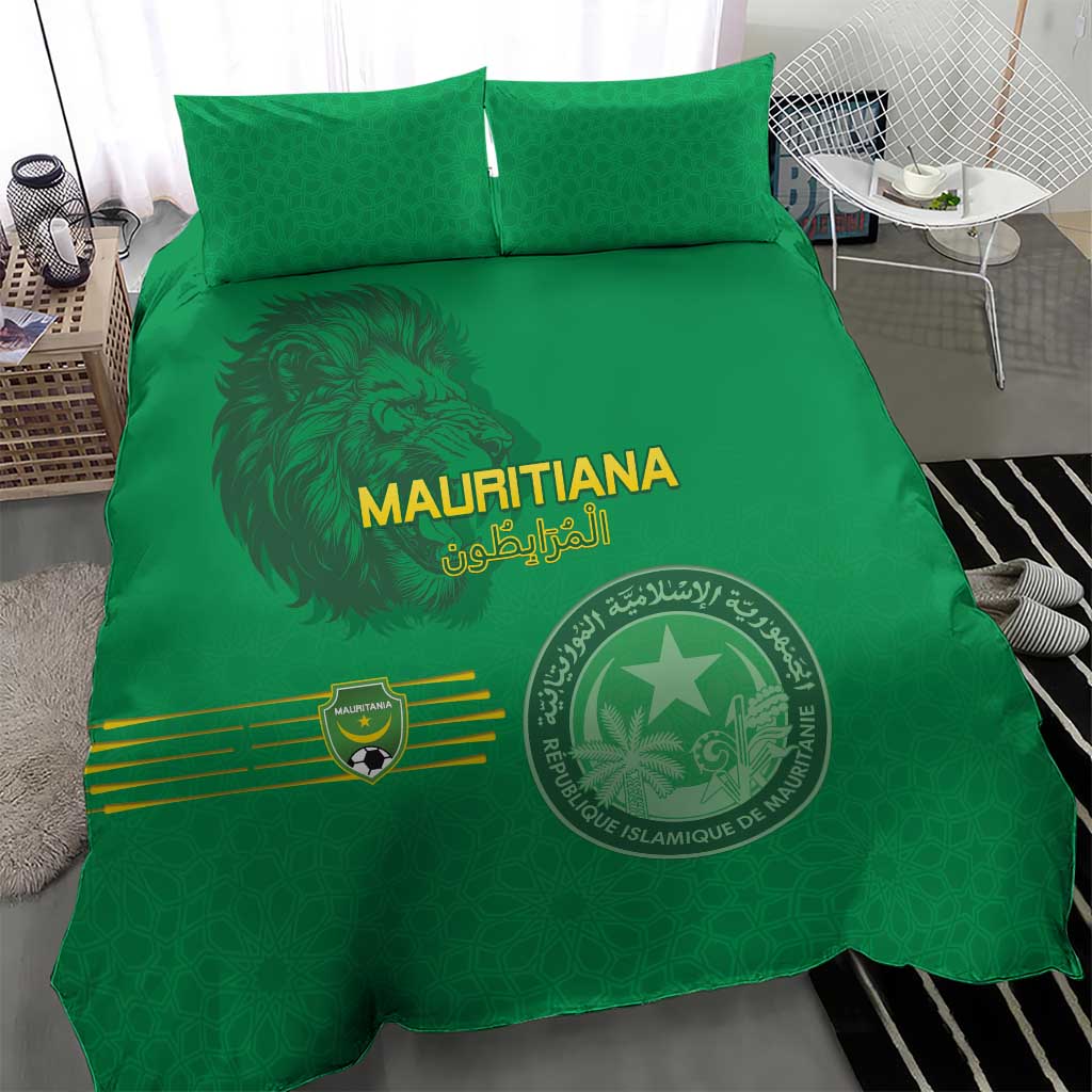 Mauritania Football Bedding Set Coat Of Arms With Islamic Pattern - Wonder Print Shop