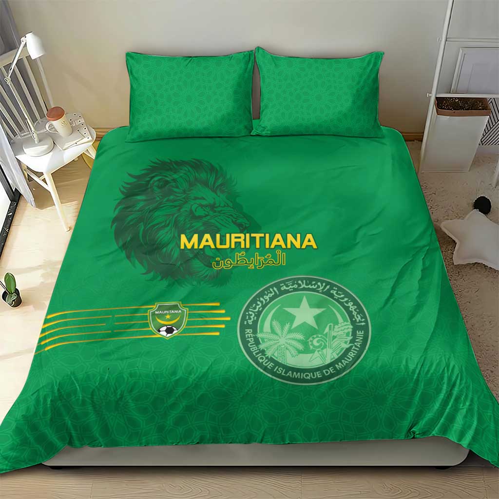 Mauritania Football Bedding Set Coat Of Arms With Islamic Pattern - Wonder Print Shop