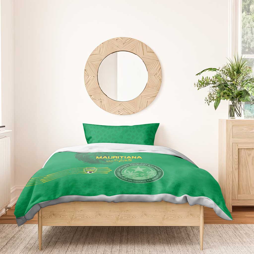 Mauritania Football Bedding Set Coat Of Arms With Islamic Pattern - Wonder Print Shop