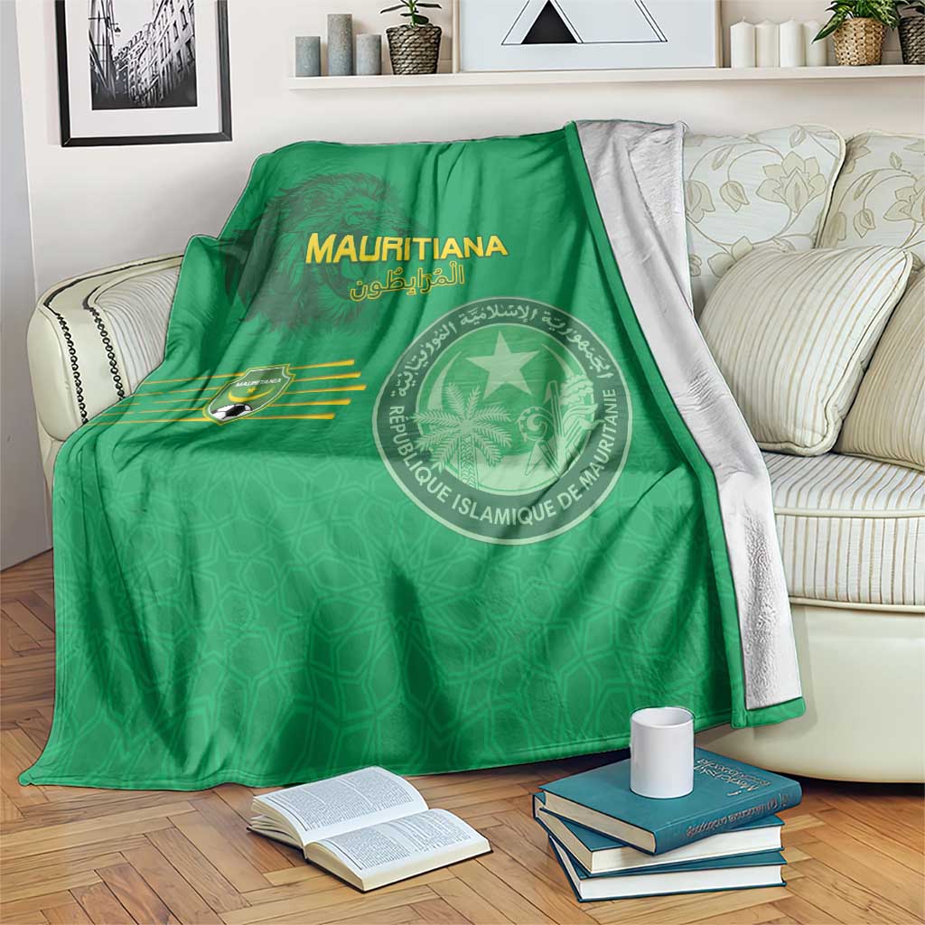 Mauritania Football Blanket Coat Of Arms With Islamic Pattern - Wonder Print Shop