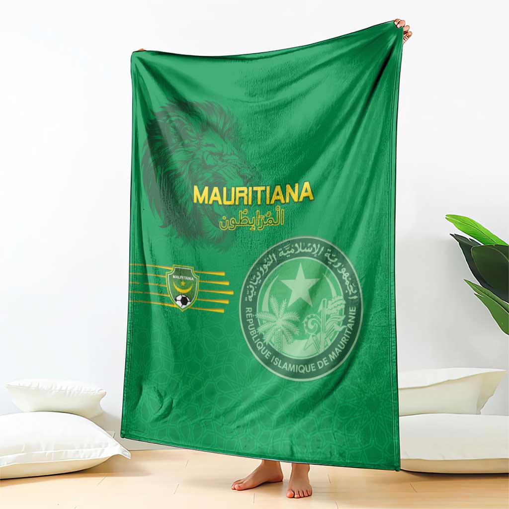 Mauritania Football Blanket Coat Of Arms With Islamic Pattern - Wonder Print Shop