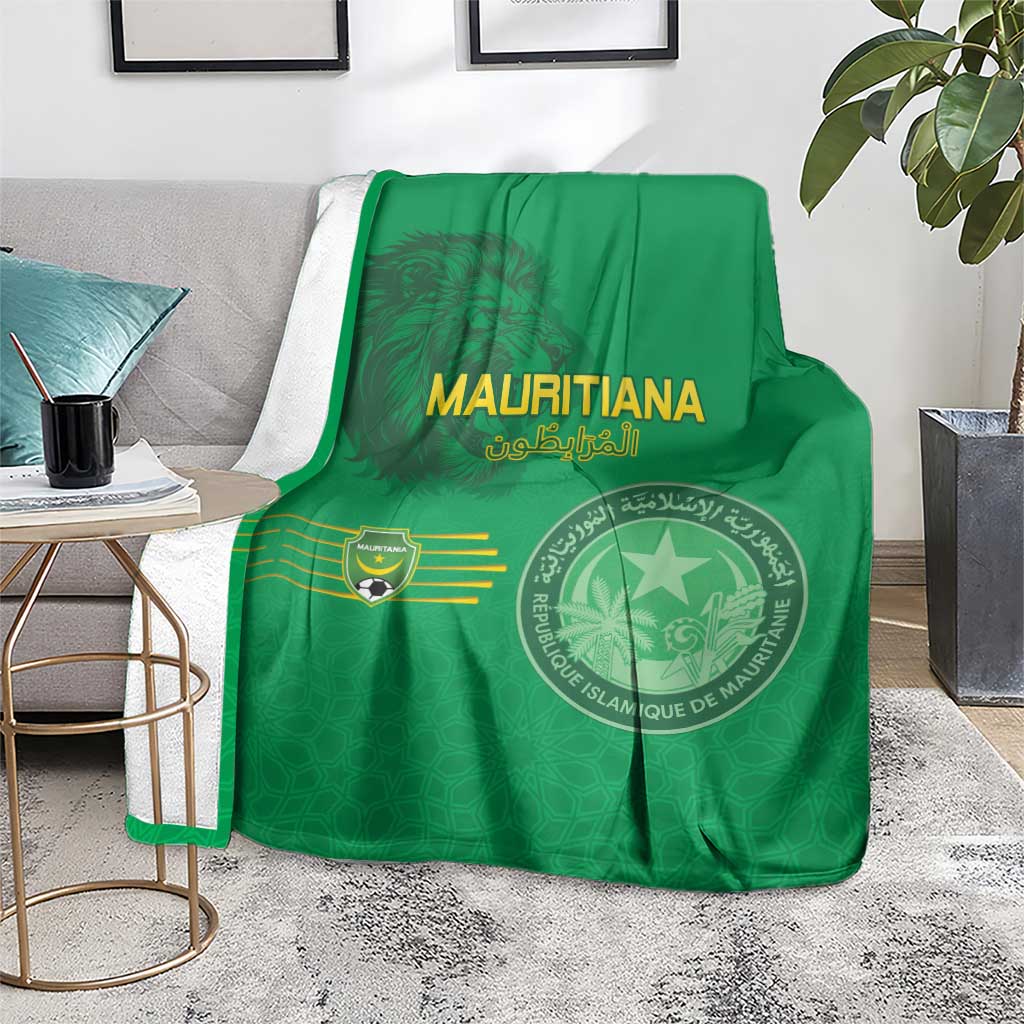 Mauritania Football Blanket Coat Of Arms With Islamic Pattern - Wonder Print Shop