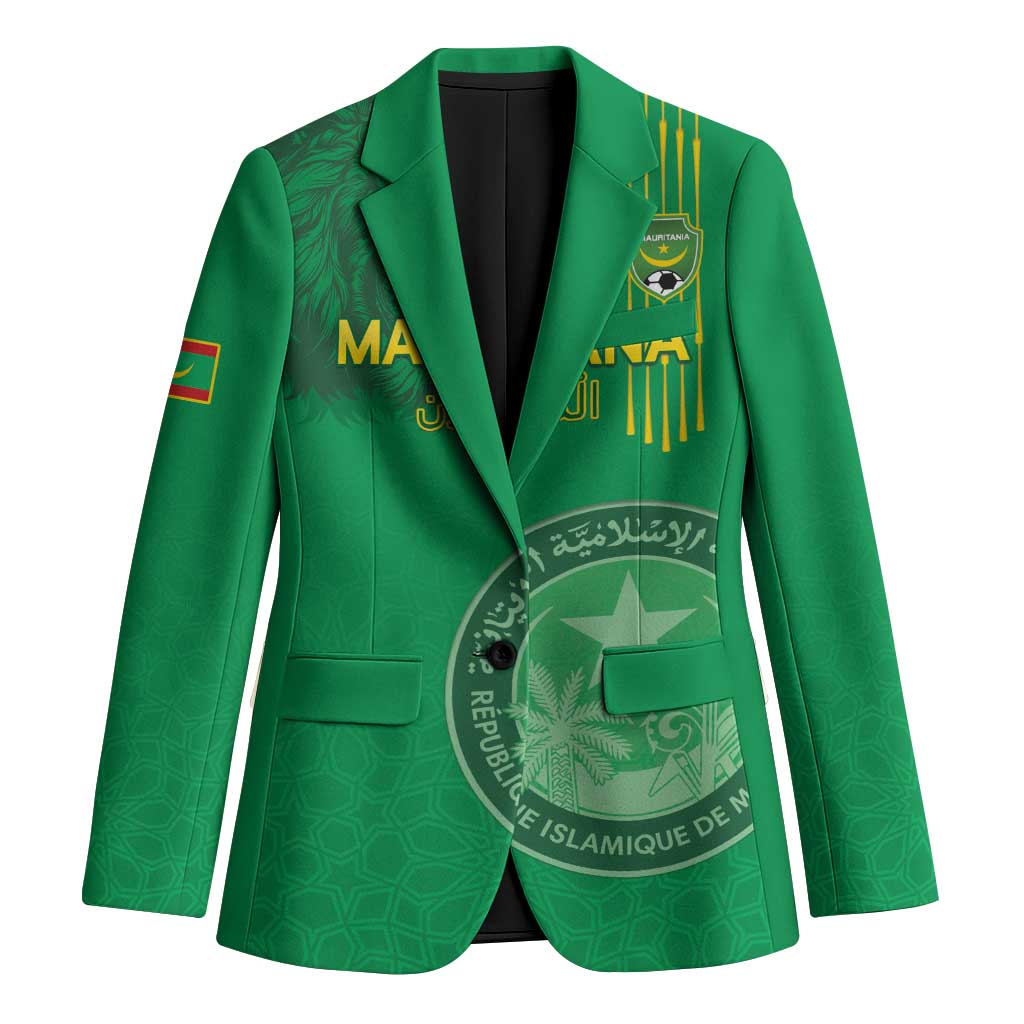 Custom Mauritania Football Blazer Coat Of Arms With Islamic Pattern - Wonder Print Shop
