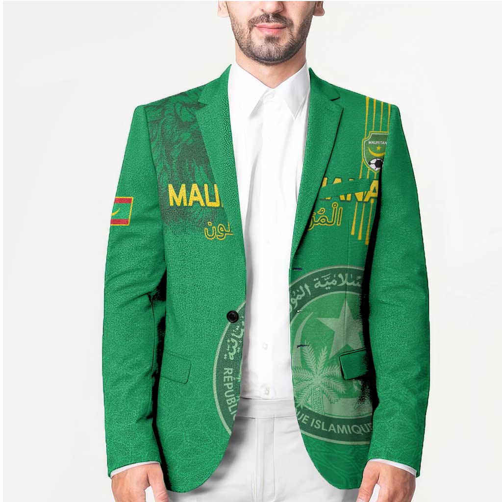 Custom Mauritania Football Blazer Coat Of Arms With Islamic Pattern - Wonder Print Shop