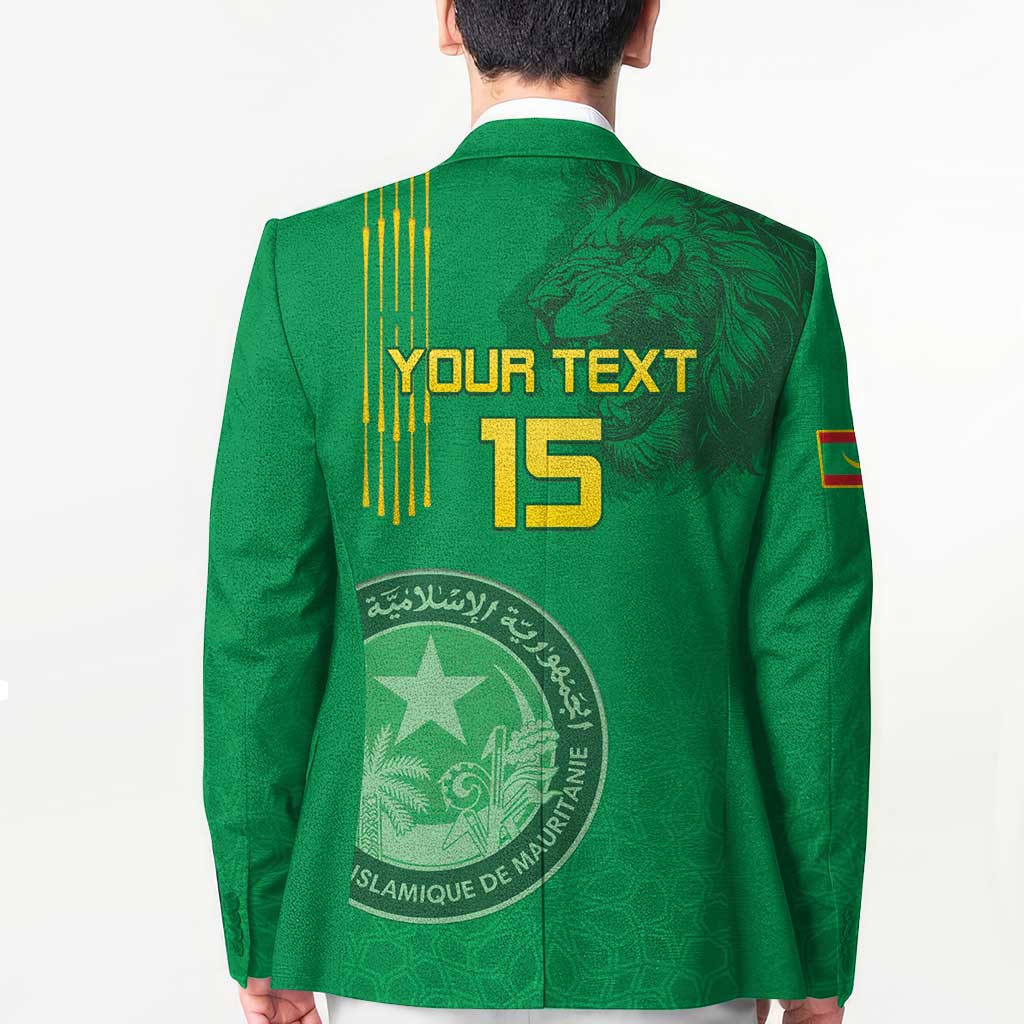 Custom Mauritania Football Blazer Coat Of Arms With Islamic Pattern - Wonder Print Shop