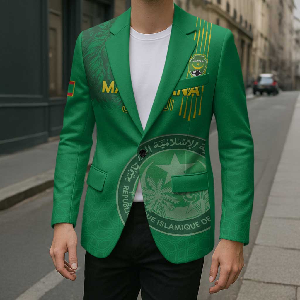 Custom Mauritania Football Blazer Coat Of Arms With Islamic Pattern - Wonder Print Shop
