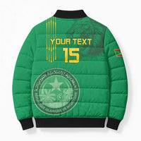 Custom Mauritania Football Bomber Puffer Jacket Coat Of Arms With Islamic Pattern - Wonder Print Shop