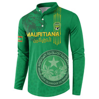 Custom Mauritania Football Button Sweatshirt Coat Of Arms With Islamic Pattern - Wonder Print Shop