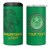 Custom Mauritania Football 4 in 1 Can Cooler Tumbler Coat Of Arms With Islamic Pattern - Wonder Print Shop
