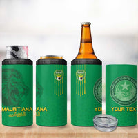 Custom Mauritania Football 4 in 1 Can Cooler Tumbler Coat Of Arms With Islamic Pattern - Wonder Print Shop