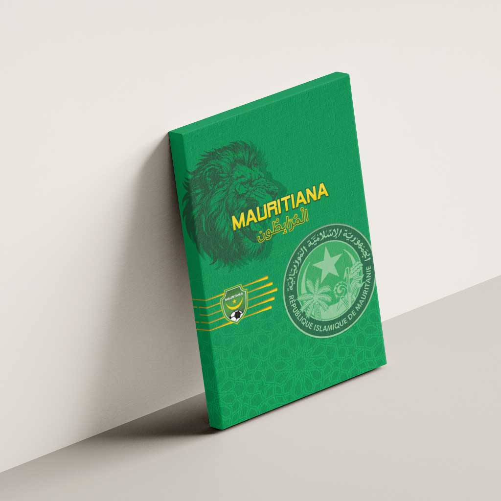 Mauritania Football Canvas Wall Art Coat Of Arms With Islamic Pattern - Wonder Print Shop